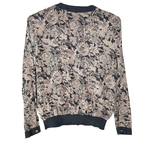 Andrea Gayle VTG Women's Button Up Cardigan Blouse Long Sleeve Cream Black Sz 10 - Picture 5 of 8